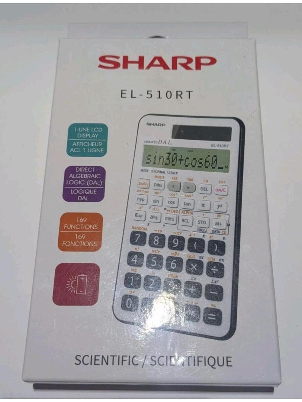 Sharp EL-510RT 169 Functions 10-Digit Scientific Calculator - White - NEW